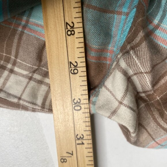 Lane Bryant Flannel Shirt Womens 22/24 Plaid BrownBlue Button Down Long Sleeves - Picture 7 of 9
